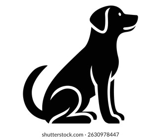 Vector black silhouette of a dog isolated on a white background.