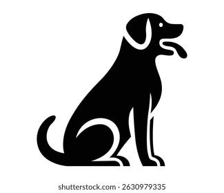 Vector black silhouette of a dog isolated on a white background.