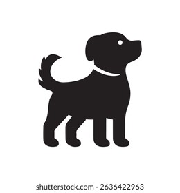 Vector black silhouette of a dog isolated on a white background.