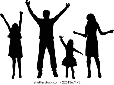 Vector black silhouette of family.	