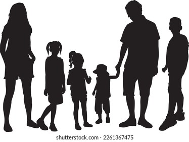 Vector black silhouette of family.	