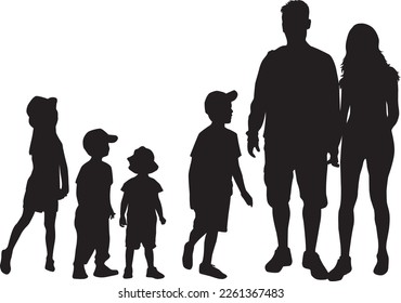 Vector black silhouette of family.	