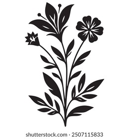 Vector negro silueta de la flor sobre un fondo blanco