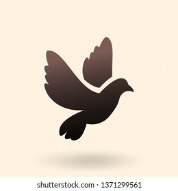 Vector Black Silhouette Flying Pigeon Icon