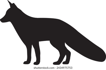 Vector black silhouette of a fox