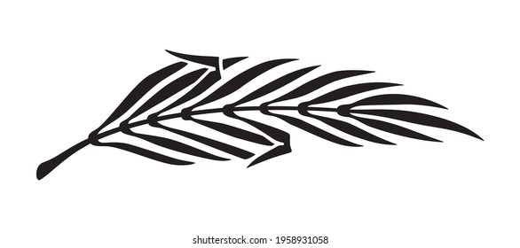 Vector black silhouette of a funeral leaf. Isolated on white background.