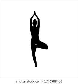 Vector black silhouette of a girl doing yoga exercise on an isolated white background. Flexible woman icon for app, site and logotype design for company. Stock illustration unit element