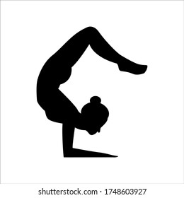 Image vectorielle silhouette noire d'une fille faisant un exercice de yoga sur fond blanc isolé. Icône femme flexible pour la conception d'applications, de sites et de logotypes pour l'entreprise. Élément d'unité d'illustration