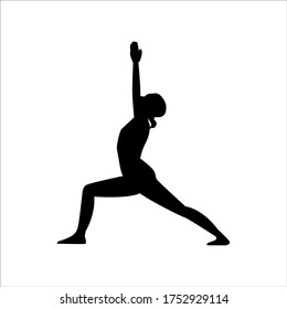 Vector black silhouette of a girl doing yoga exercise on an isolated white background. Flexible woman icon for app, site and logotype design for company. Stock illustration unit element