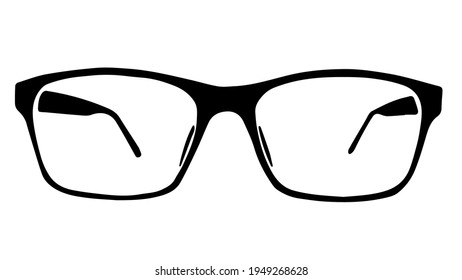 Silueta negra vectorial de lentes sobre fondo blanco