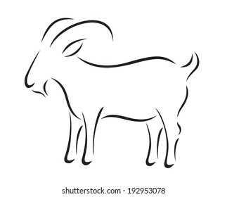 Vector black silhouette of goat