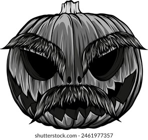 Vector black silhouette of Halloween pumpkin isolated on a white background.