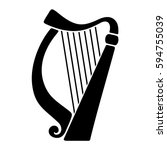Vector black silhouette of a harp isolated on a white background.