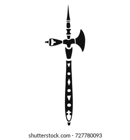 Vector black silhouette of a hatchet isolated on white background. Logo concept
