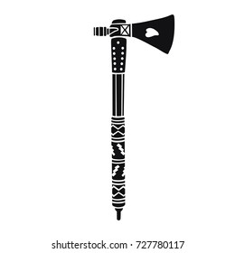 Vector black silhouette of a hatchet isolated on white background. Logo concept