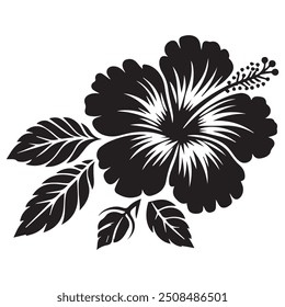 Vektor schwarze Silhouette von Hibiscus Blume auf weißem Hintergrund