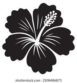 Vector black silhouette of Hibiscus flower on a white background