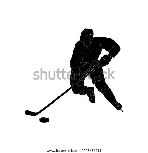 Vector Black Silhouette Hockey Player Isolated Stock Vector (Royalty ...