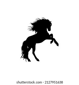 Vector black silhouette of a horse, farm animals vector illustration.