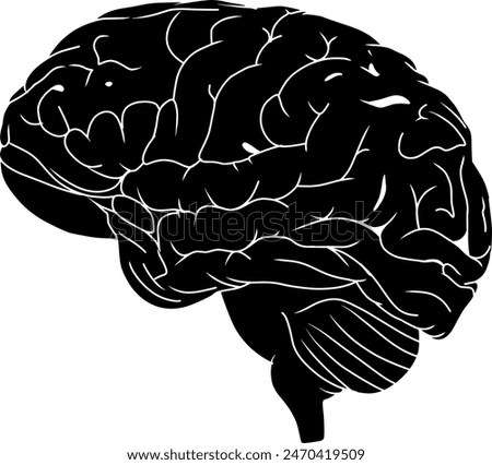 Vector black silhouette of human brain