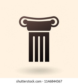 Vector Black Silhouette Icon - Antique Greek Column