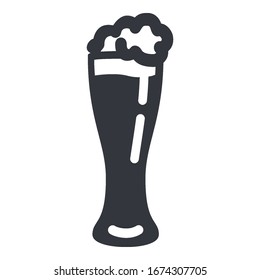 Vector Black Silhouette Icon - Beer Glass
