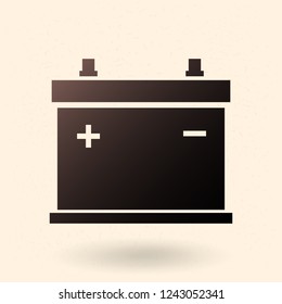 Vector Black Silhouette Icon - Car Battery. Automobile Accumulator