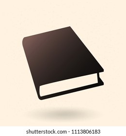 Vector Black Silhouette Icon - Closed Book with Blank Cover