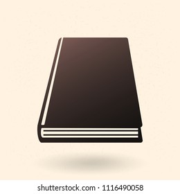 Vector Black Silhouette Icon - Closed Book in Perspective