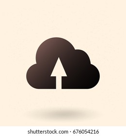 Vector Black Silhouette Icon - Cloud. Upload Sign.