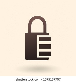 Vector Black Silhouette Icon - Combination Padlock
