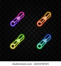 Vector black silhouette icon diploma parchment. neon style..