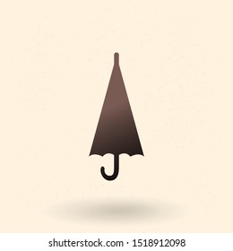 Vector Black Silhouette Icon - Folded Umbrella