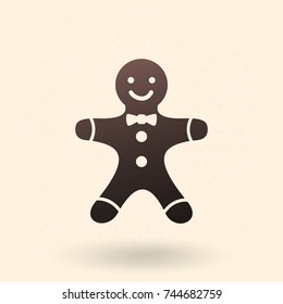 Vector Black Silhouette Icon - Gingerbread Man. Christmas Cookie