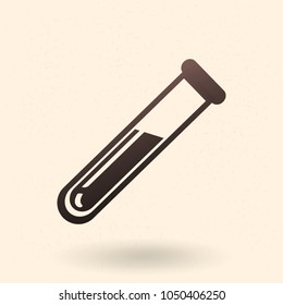 Vector Black Silhouette Icon - Glass Vial .Chemical Lab Glassware.