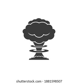 Silueta negra vectorial icono de explosión nuclear