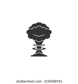 Vector black silhouette icon of nuclear explosion flat sign