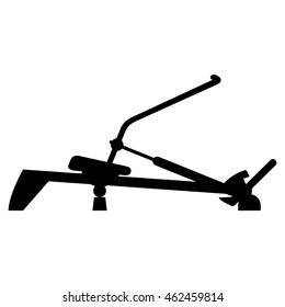 Vector Black Silhouette Icon Of Rowing Machine Trainer Isolated On White Background