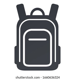 Schwarzes Silhouettensymbol der Vektorillustration - Schultasche auf weißem Hintergrund