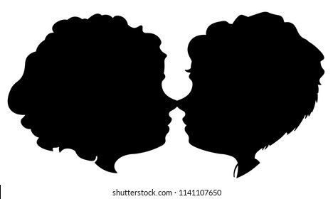 Vector black silhouette illustration of  couple