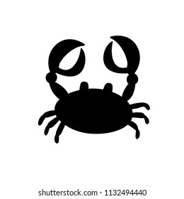 Vector black silhouette illustration of crab or cancer icon isolated on white background. 