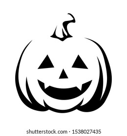 Vector black silhouette of Jack-O-Lantern (Halloween pumpkin) isolated on a white background.