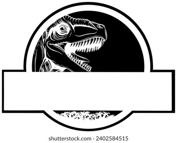 vector black silhouette of jurassic logo design