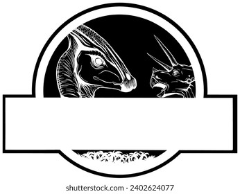 vector black silhouette of jurassic logo design