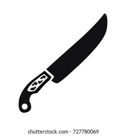 Vector black silhouette of a knife isolated on white background. Logo concept