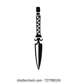 Vector black silhouette of a knife isolated on white background. Logo concept