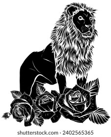 vector black silhouette lion