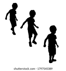 Vector Black Silhouette Little Boy Three Stock Vector (Royalty Free ...