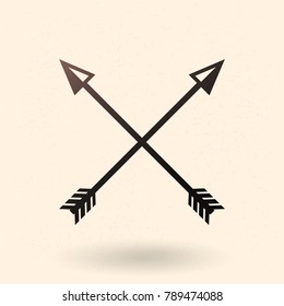 Vector Black Silhouette Medieval Icon of Crossed Arrows
