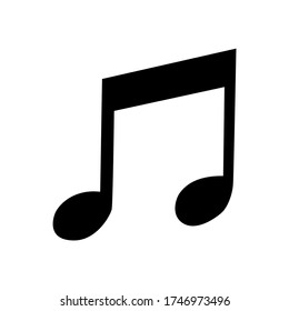 Vector black silhouette of musical note isolated on white background. Music note flat icon